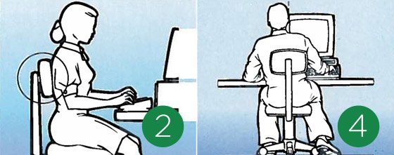 Dicas 2 e 4 - Ergonomia no escritório
